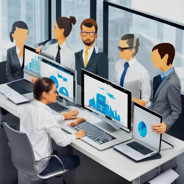 成功した企業チームがITソリューションを検討している様子